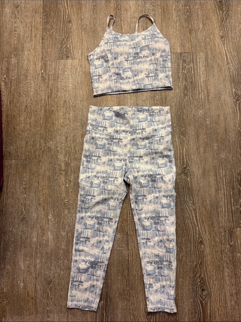 Mono B Blue Abstract Leggings & Crop Tank/Bra Set